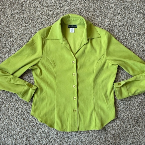 Harve Benard Petites by Benard Holtzman Neon Chartreuse Green Blazer - Picture 4 of 8